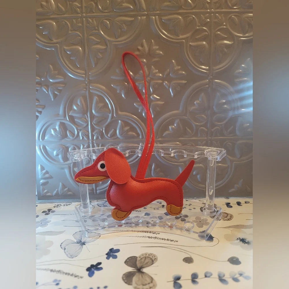 Dachshund Dog Bag Charm- Red with Tan accents - Picture 5 of 7